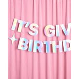 It’s Giving Birthday Banner Iridescent Foil 3Ft Fun Party Decor Photobooth Backdrop