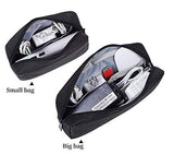 Canvas Waterproof Universal Electronic Accessories Organizer For Power Bank,Charging Cords,Chargers,Mouse,Usb Cable,Earphones And More Out-Going, Business Travel Gadget Bag,Black(Small+Big)