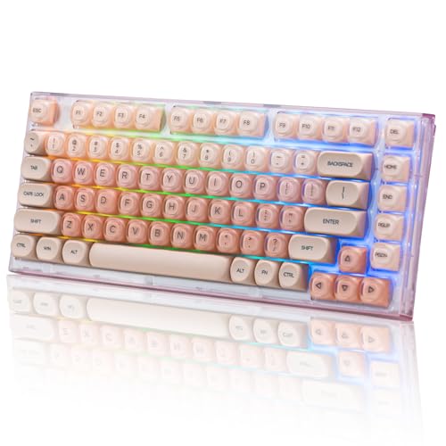 Womier X75 75% Wireless Mechanical Keyboard, Hot Swappable Computer Creamy Keyboard, Foundation Jelly Keycaps, Pre-Lubed Switches Gasket Mount Rgb Backlit Gaming Keyboards For Win/Mac, Pink