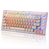Womier X75 75% Wireless Mechanical Keyboard, Hot Swappable Computer Creamy Keyboard, Foundation Jelly Keycaps, Pre-Lubed Switches Gasket Mount Rgb Backlit Gaming Keyboards For Win/Mac, Pink