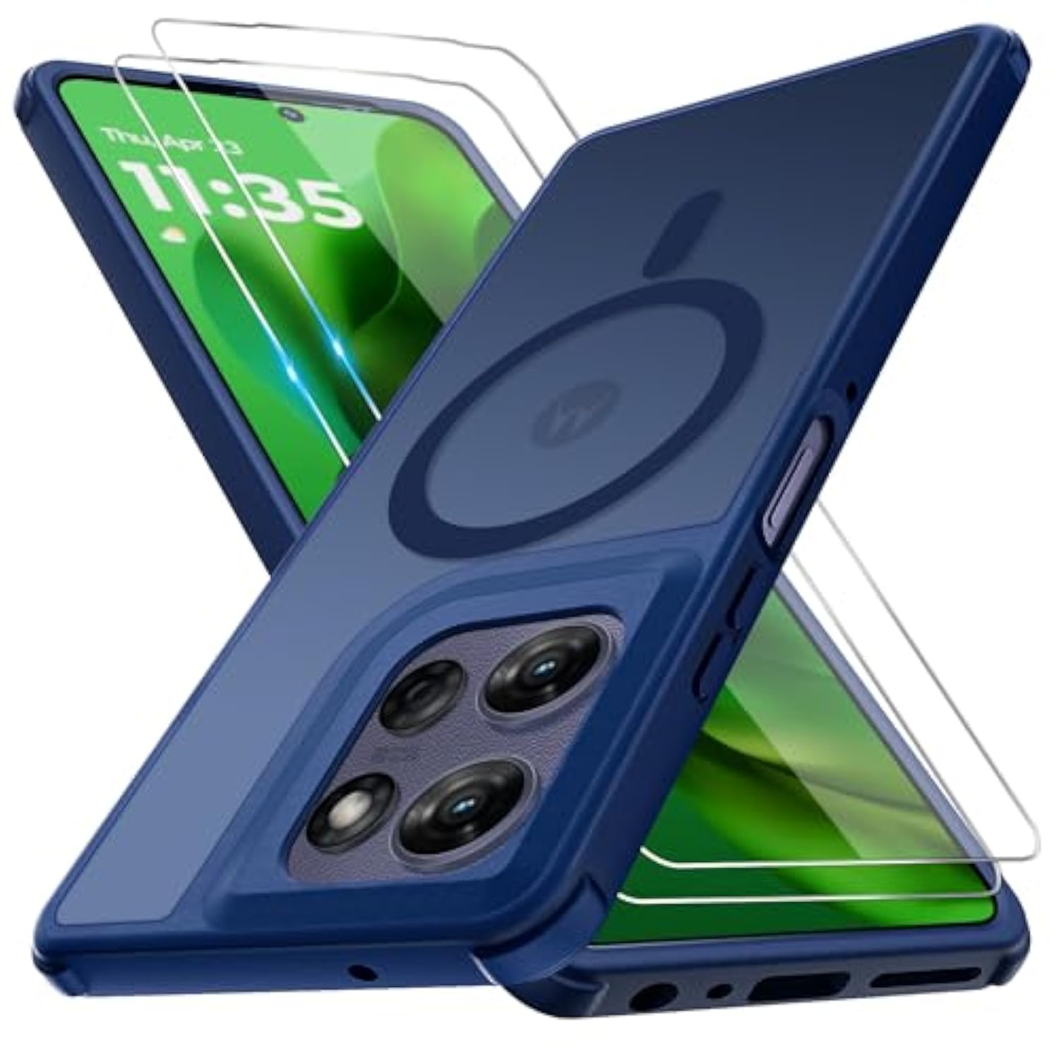 For Motorola Moto G Power 5G 2025 Phone Case With 2 Pack Screen Protector, Magnetic Military Grade Shockproof, Translucent Back Slim Rugged Bumper Cover For Moto G Power 2025 Case, Blue