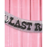 Last Rodeo Fringe Banner Black Glitter Silver Iridescent 5.5Ft Western Bachelorette Decor