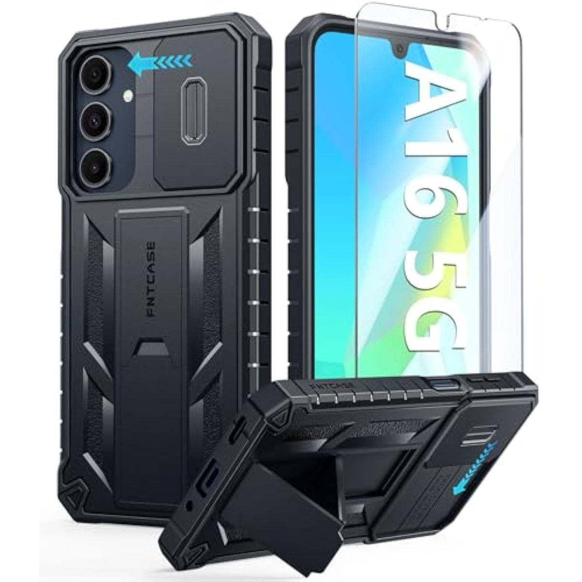 Rugged Military Grade Case with Kickstand for Samsung Galaxy A16 5G Black
