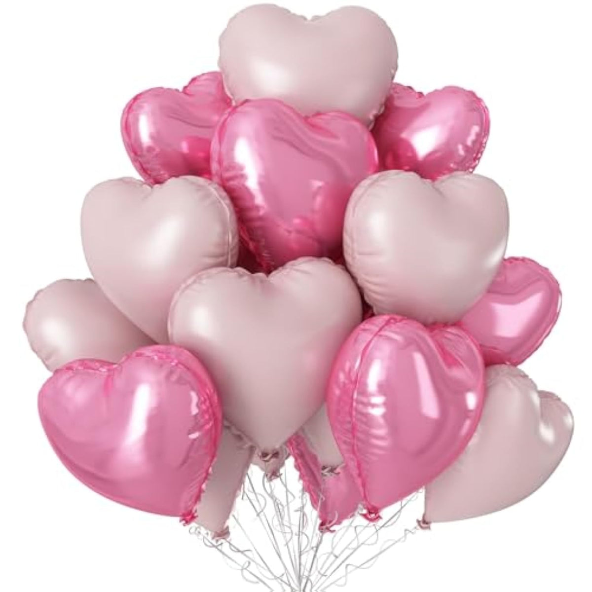 12 Pcs 18" Light Pink Heart Foil Balloons for Parties & Events