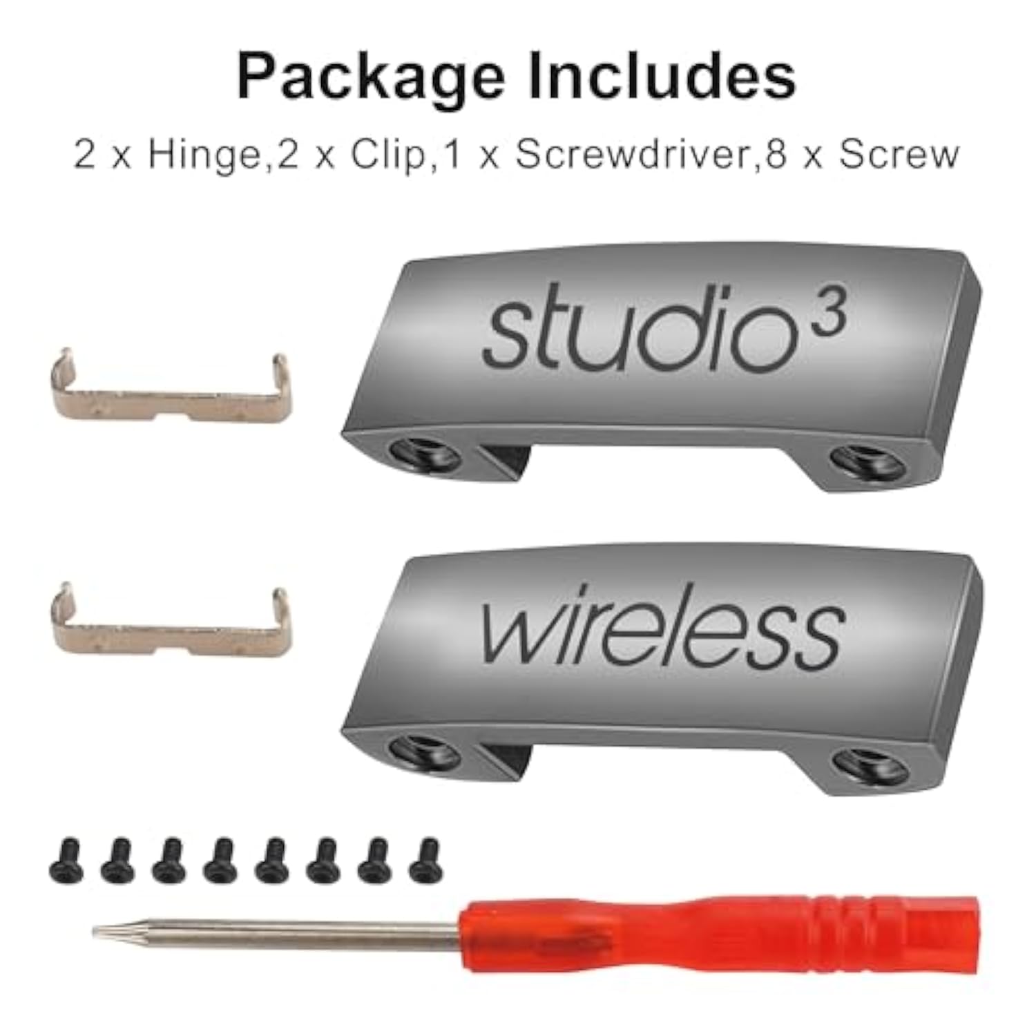 Studio 3 Hinge Headband Connector Replacement Metal Repair Parts Compatible With Beats Studio 3.0 Wireless Over-Ear Headphones Headband Metal Folding Hinger Clip Cover Pin Repair Kit (Titanium Gray)