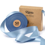 Blue Satin Ribbon 1-1/2 Inch X 50 Yards Double-Faced Ribbons For Gift Wrapping Flower Bouquet Wedding Paper Bows Invitations Crafts