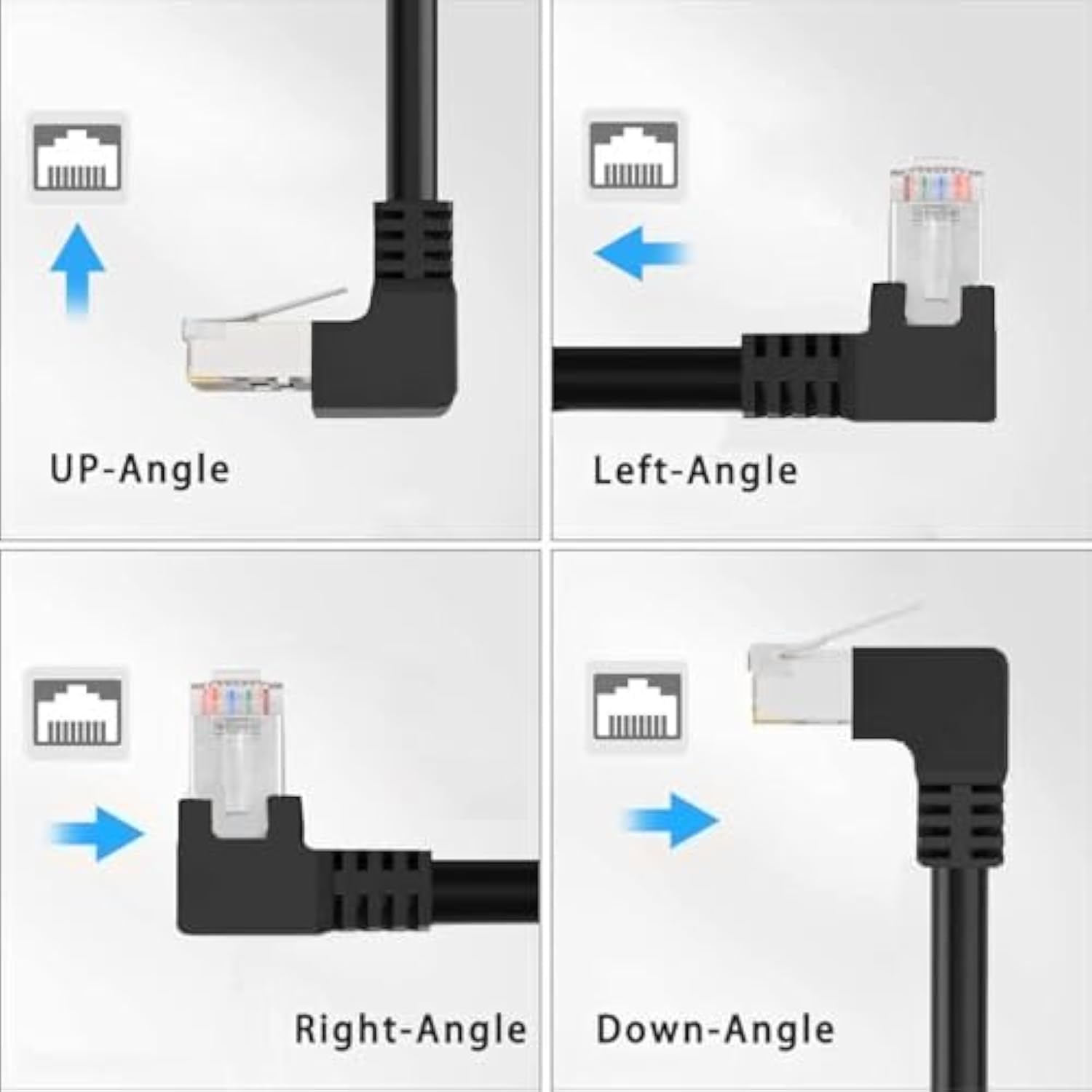 Cat6 Ethernet Extension Cable,90 Degree Rj45 Cords Shielded Male To Female Eth