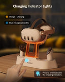 Enhanced Charging Dock for Meta Quest 3 and 3S, with LED Light [On/Off], [Support Elite Strap with Battery], Headset Display Holder and Controller