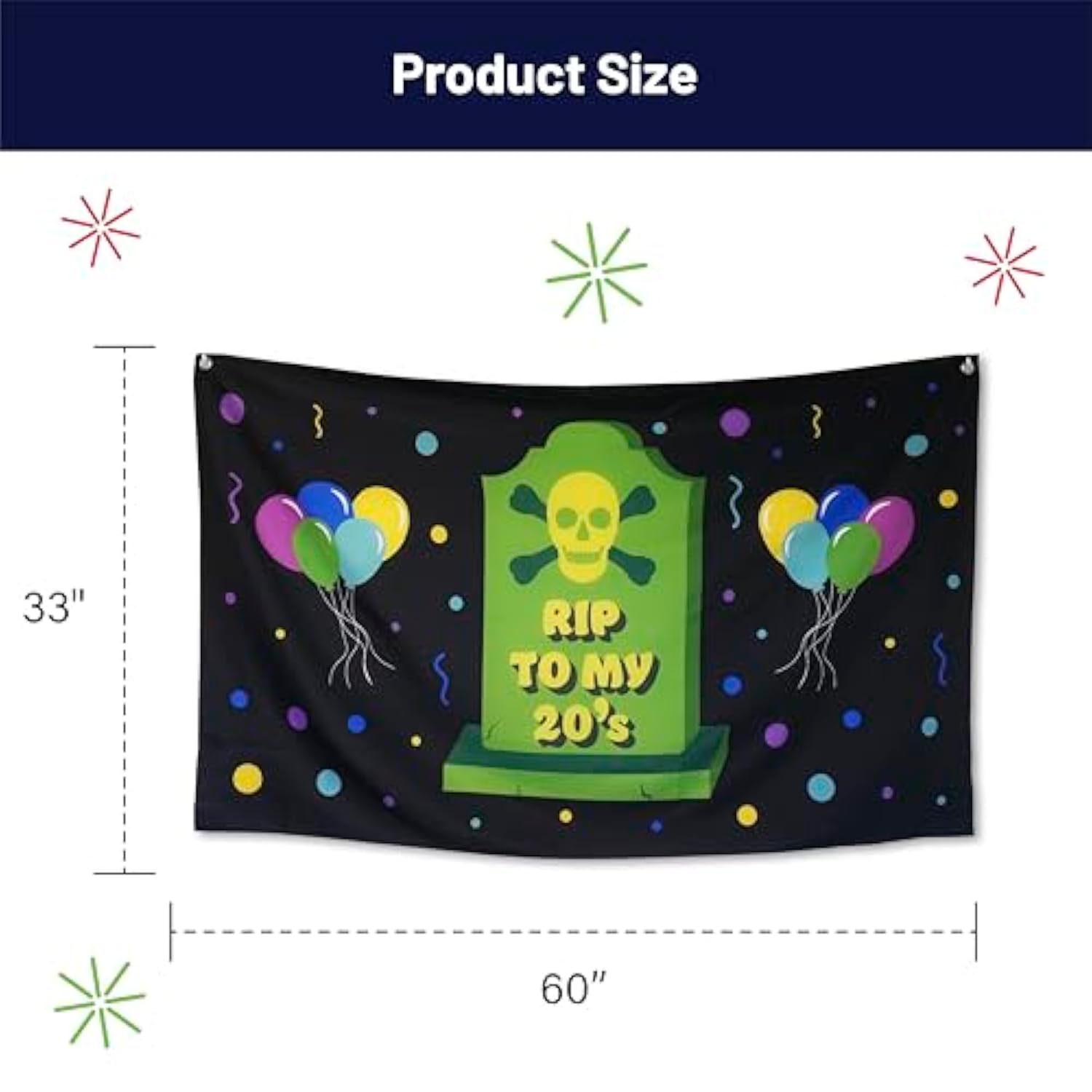 Funny Happy Birthday Banner 60" X 33" – Hilarious Party Decoration For Adults, Gag Gift Décor For Him Or Her – Sarcastic, Bold & Reusable Sign -Rip My 20'S