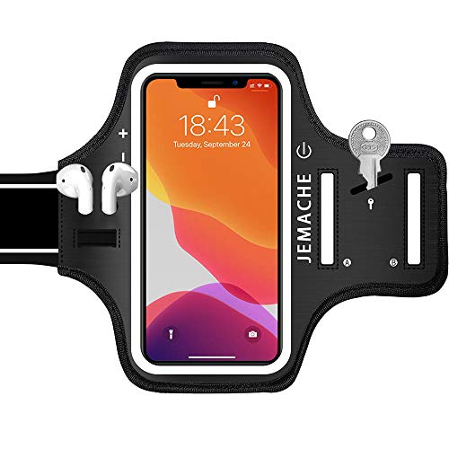 iPhone 17 16 15 Armband with Earphone Holder, Water Resistant Gym Running Workouts Arm Band for iPhone 17 16 15 14 13 12 Pro (Black)