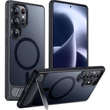 Designed For Samsung Galaxy S25 Ultra Case Magnetic,[Built In Hidden Kickstand][Military Grade Drop Protection] [Translucent Matte] Slim Thin Phone Case For Galaxy S25 Ultra Case 6.9"- Black
