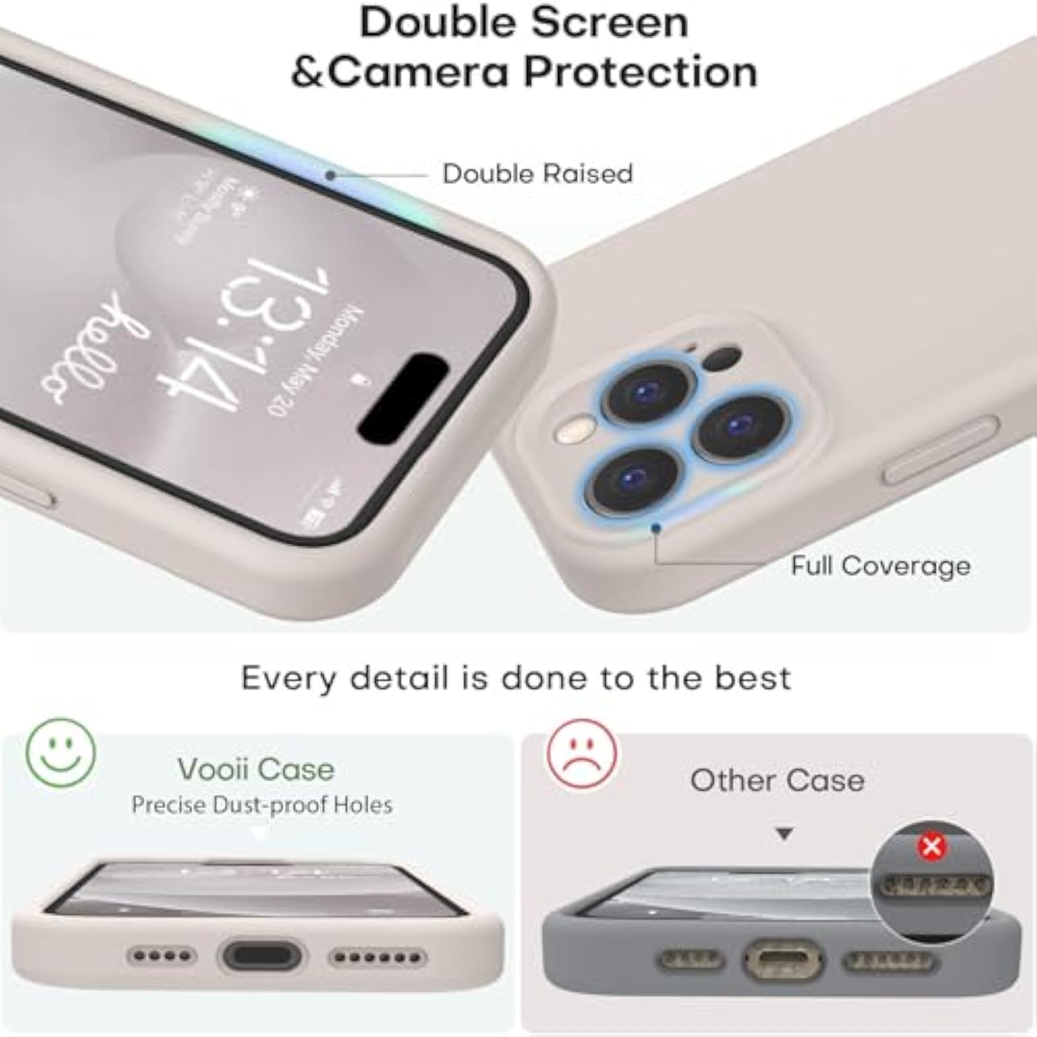Compatible With 16 Pro Max Case, Liquid Silicone Upgrade [Camera Protection] [Soft Anti-Scratch Microfiber Lining] Shockproof Phone Case For 16 Pro Max 6.9 Inch - Stone