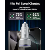 Iphone 16 Usb-C Car Charger, 167.5W Max 3-Port Type-C Fast Charging Cigarette Lighter,Charger Adapter For Iphone 16/15/14/13,Samsung S24/S23/S22,Pixel,Ipad Air,Airpods,Android