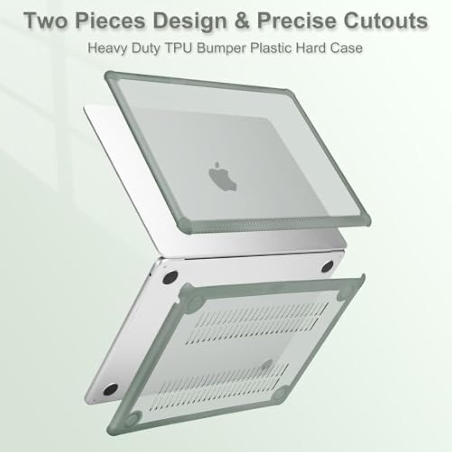 MOSISO Compatible with MacBook Air 15 inch Case 2025 2024 2023 Release M4 A3241 M3 A3114 M2 A2941, Anti-Cracking&Anti-Fingerprint Heavy Duty Hard Shell with TPU Bumper&Keyboard Cover, Emerald Green