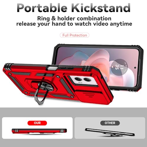 Phone Case Compatible With Motorola Moto G Power 5G 2024 Case With Hd Screen Protector & Slide Camera Cover & Kickstand, [Military-Grade] Phone Case For Motorola G Power 2024 (Red)