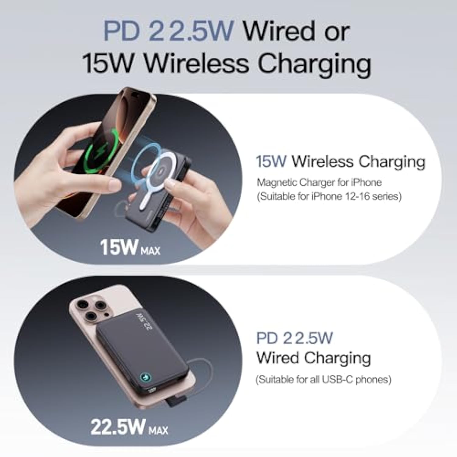 2025 Updated M3 Ultra Slim 0.4'' Wireless Power Bank, 12800Mah Magnetic Portable Charger With Built In Cable And Strap, Led Battery Pack Travel Essentials For Iphone 16/15/14/13/12/Pro/Pro Max Andriod