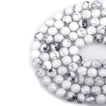 100Pcs 8Mm Natural White Howlite Beads Gemstone Round Loose Beads For Jewelry Making With Crystal Stretch Cord