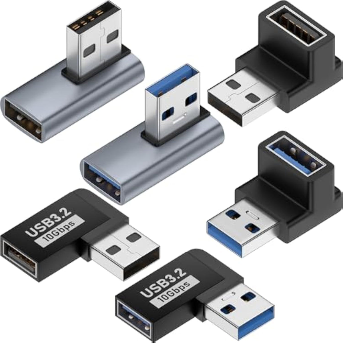 6 Pack 10Gbps Usb 3.0 Male To Female Adapter Up Down Left Right 90 Degree Righ