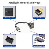 Usb 3.0 Panel Mount Adapter, Usb 3.0 Short Cable Panel Socket,Usb A Female To Female Outlet Panel Connector Extension Cable 25Cm/9.8Inch