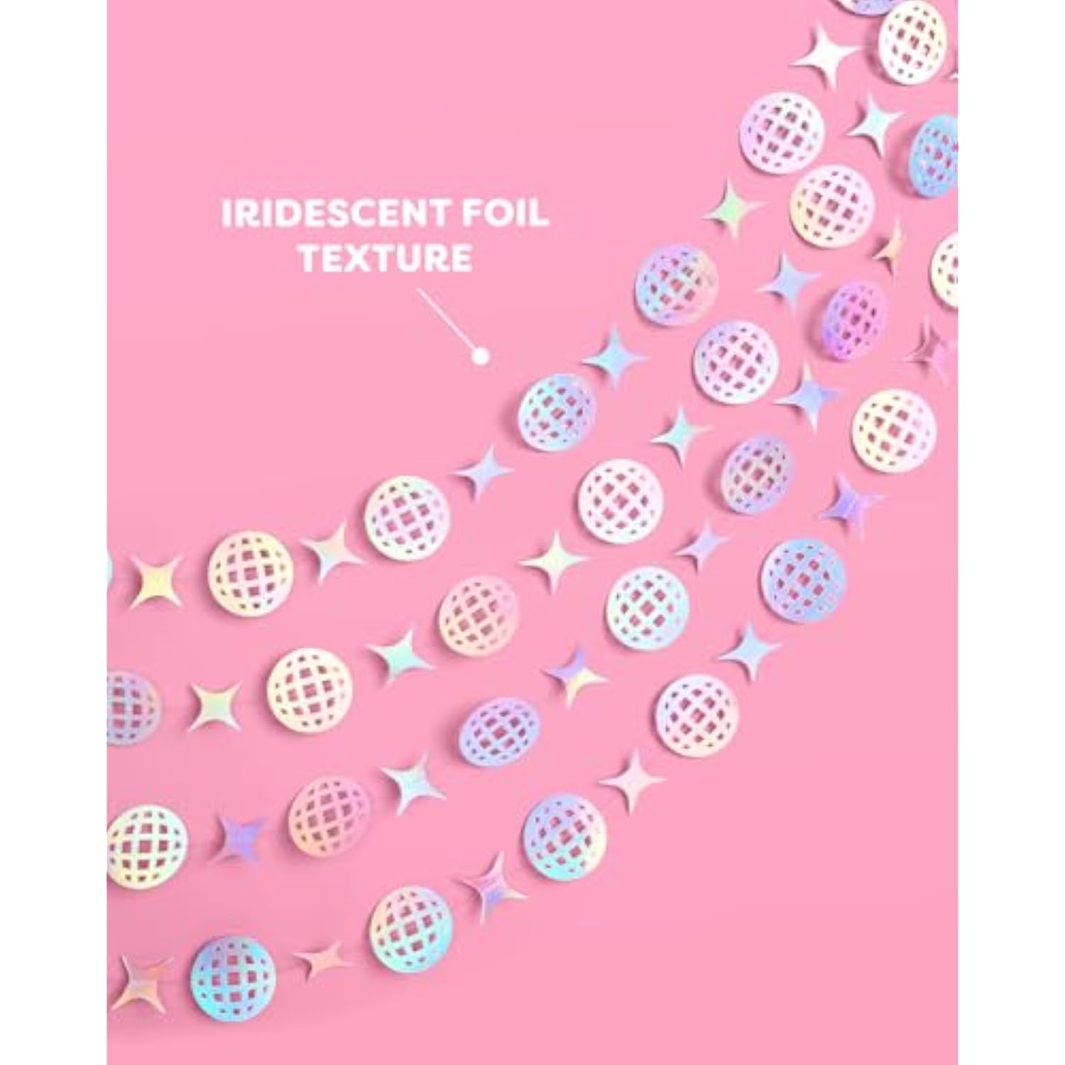4pcs Iridescent Disco Sparkle Hanging Garland 12ft Bachelorette Party Decor