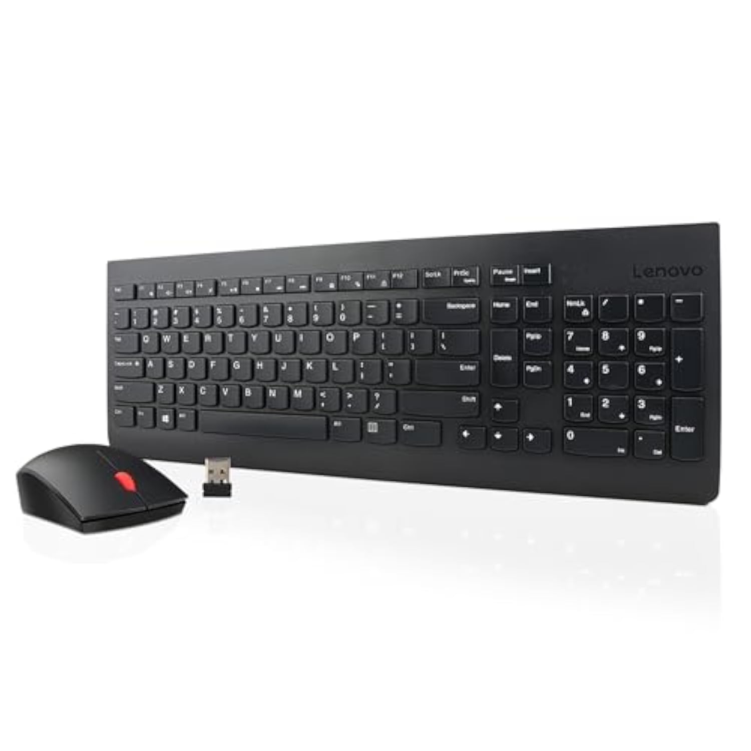 Lenovo 510 Wireless Keyboard & Mouse Combo, 2.4 GHz Nano USB Receiver, Full Size, Island Key Design, Left or Right Hand, 1200 DPI Optical Mouse, GX30N81775, Black