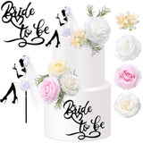 16 Pcs Bride To Be Cake Topper Set Wedding Cake Toppers Acrylic High Heels Lady Girl Decor For Wedding Shower Engagement Bachelorette Hen Party Decorations(Black)