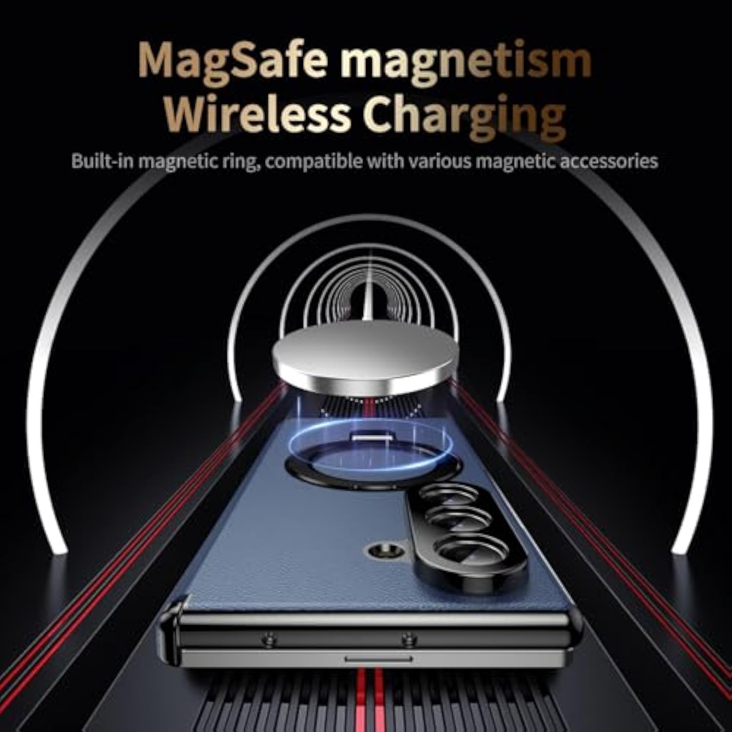 For Samsung Galaxy Z Fold 7 Magnetic Case With Privacy Screen Protector, Hinge Protection & Compatible Magsafe & Ring Kickstand,Slim Fit Protective Phone Case For Galaxy Z Fold7 Case,Blue