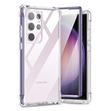 For Samsung Galaxy S23 Ultra Clear Case 6.8" (Only), [Built-In Screen Protector] Full Body Protective Hard Shell+Soft Tpu Phone Case For Samsung S23 Ultra -(Dark Purple Edge)