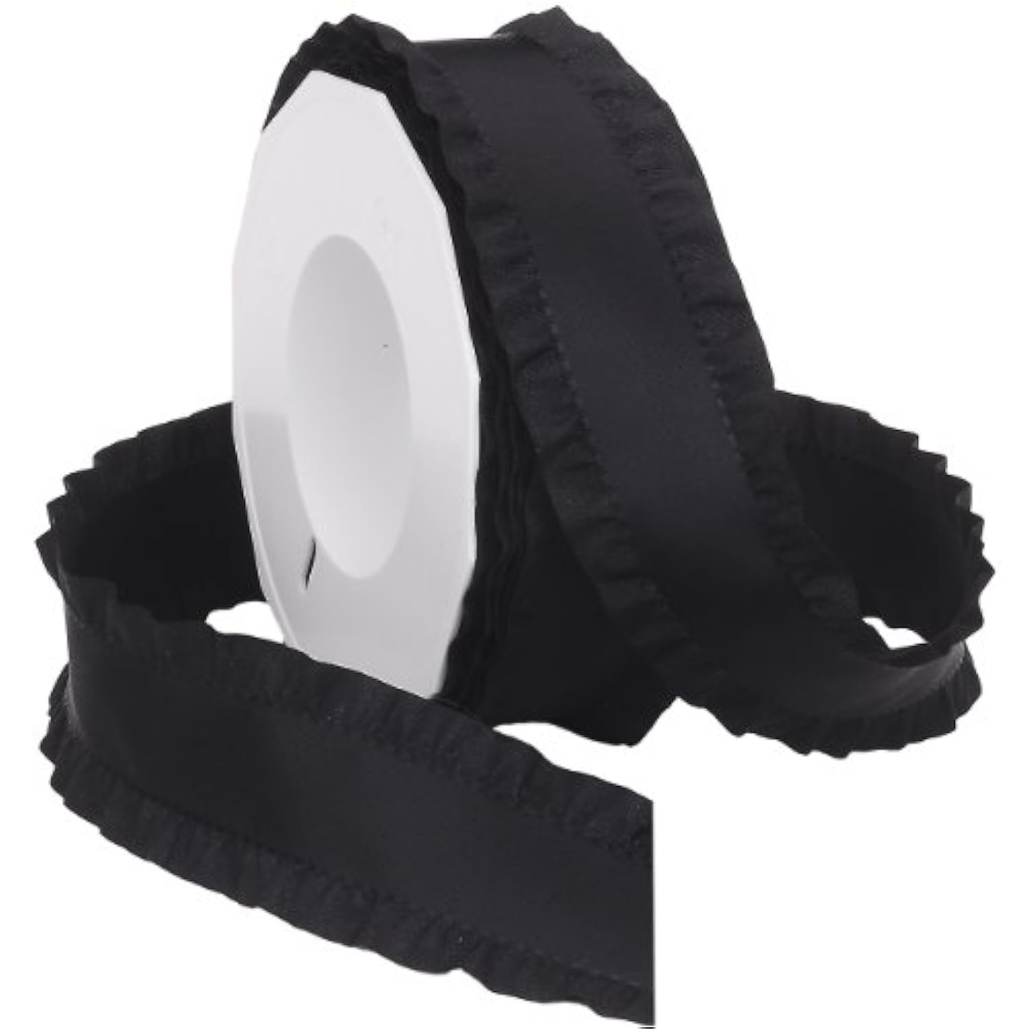 Double Ruffle Ribbon, 1-1/2-Inch By 16.5-Yard, Black