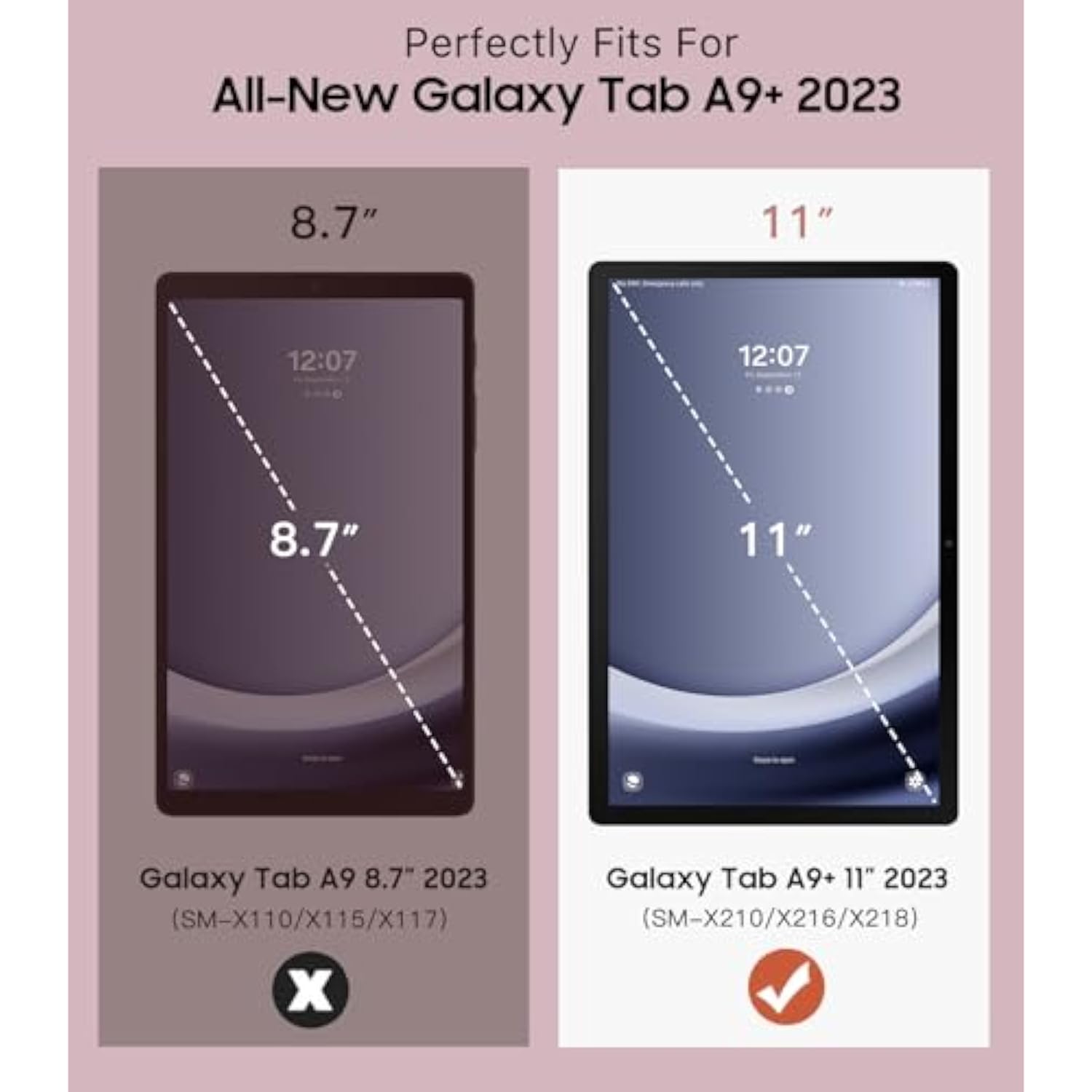 Case For Samsung Galaxy Tab A9+/A9 Plus 11" 2023, Slim Soft Tpu Translucent Frosted Back Protective Cover For Galaxy Tab A9+ Tablet Smx210/X216/X218, Auto Wake/Sleep, Rose Gold