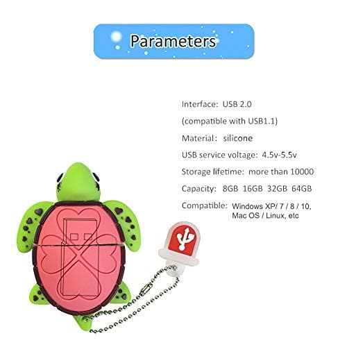 Borlterclamp 32Gb Usb Flash Drive Cute Pink Sea Turtle Shaped Memory Stick External Usb Data Storage Thumb Drives