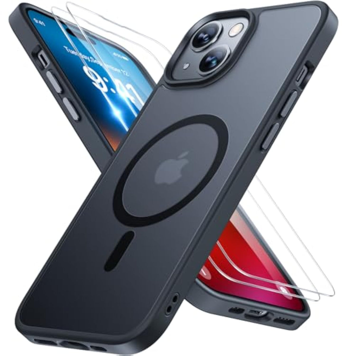 Magnetic Series For Iphone 15 Case [With 2X Screen Protectors] [Compatible With Magsafe] -Grade Protection, Anti-Fingerprint, Magnetic Phone Case For Iphone 15 - Black