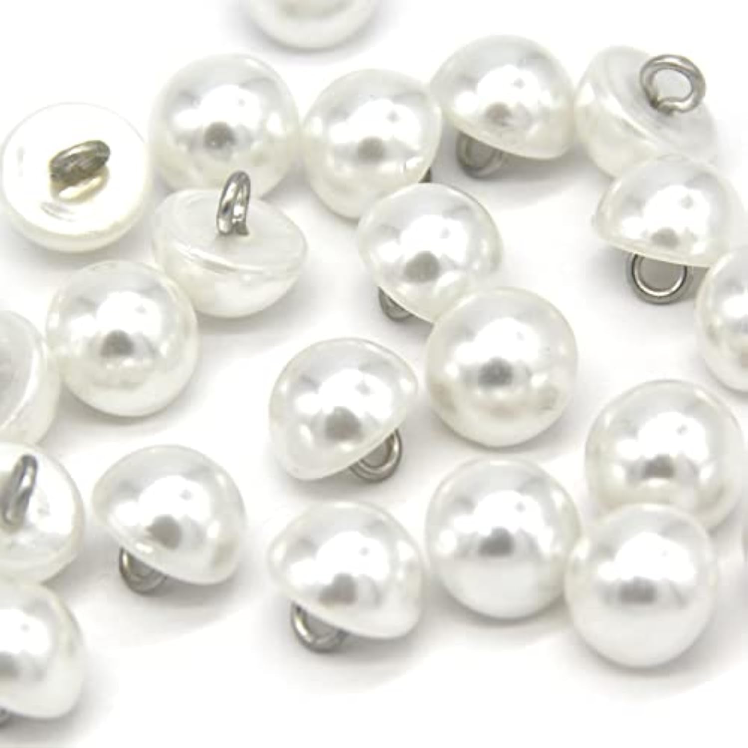 10Mm Half Domed Pearl Buttons, Semi-Circle White Faux Pearl Buttons Fo