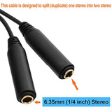 6.35Mm (1/4 Inch) Jack Splitter Cable, 20Cm (8 Inches), Headphone Splitter Cable, Splitter, Stereo Male To Dual Stereo Female Jack, Compatible With Headphone, Amplifier, Karaoke