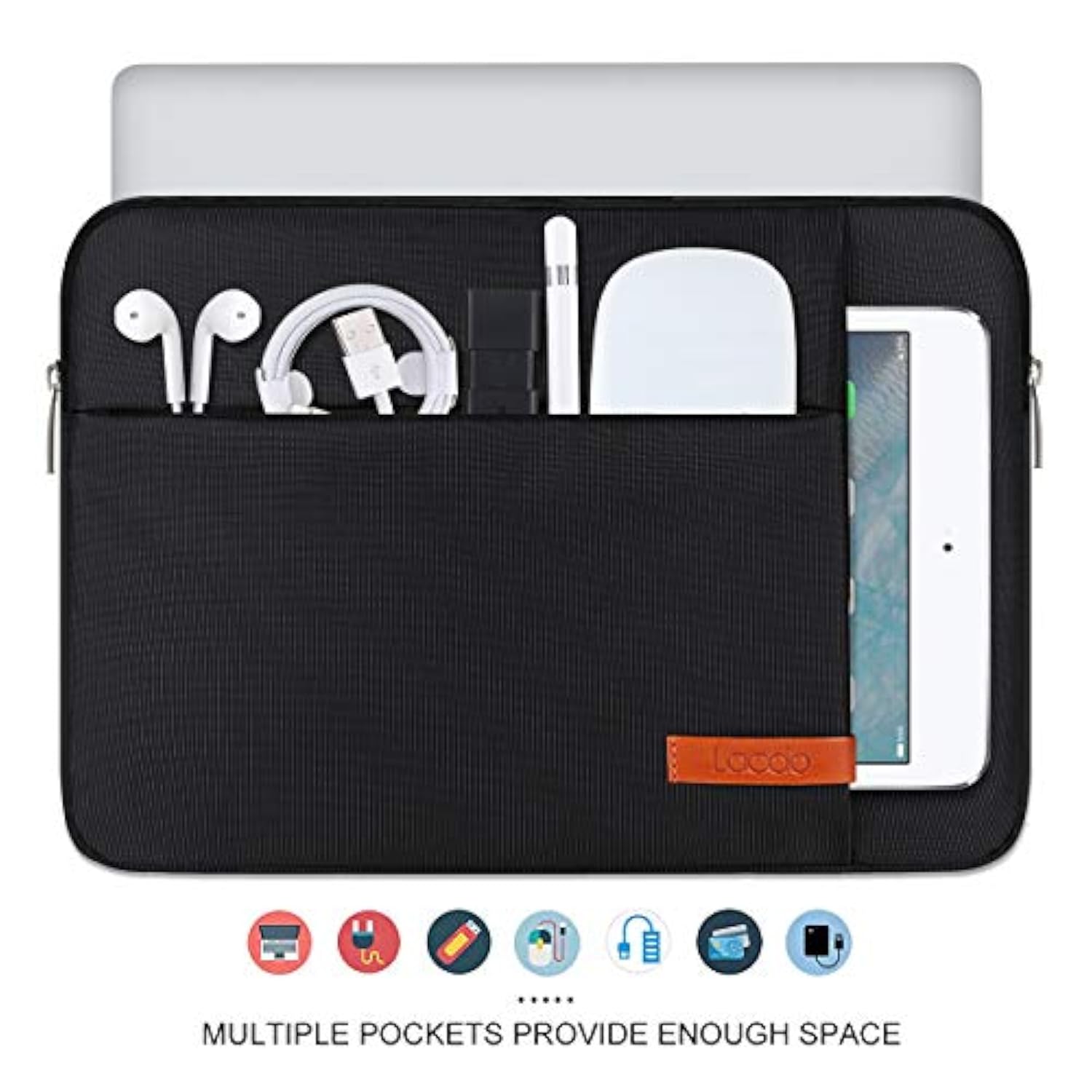14 Inch Laptop Sleeve Case Computer Bag For Hp Lenovo Dell Asus Acer Chromebook 14 / Hp Stream 14 / Dell Inspiron 14 / Lenovo Ideapad 14 / Acer Spin 3 / Asus Zenbook 14, Water-Resistant, Black