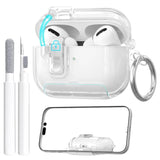 AirPods Pro 3 Case with Cleaner Kit, Soft TPU Clear Cover and Bracket, Dustproof Design, Keyring, Auto Pop-Up, Lock Clid, and Cleaner Kit for AirPods Pro 3 (2025)