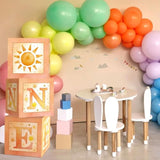 3-Pc Balloon Boxes with Letters for 1st Birthday Cake Smash and Photo Props