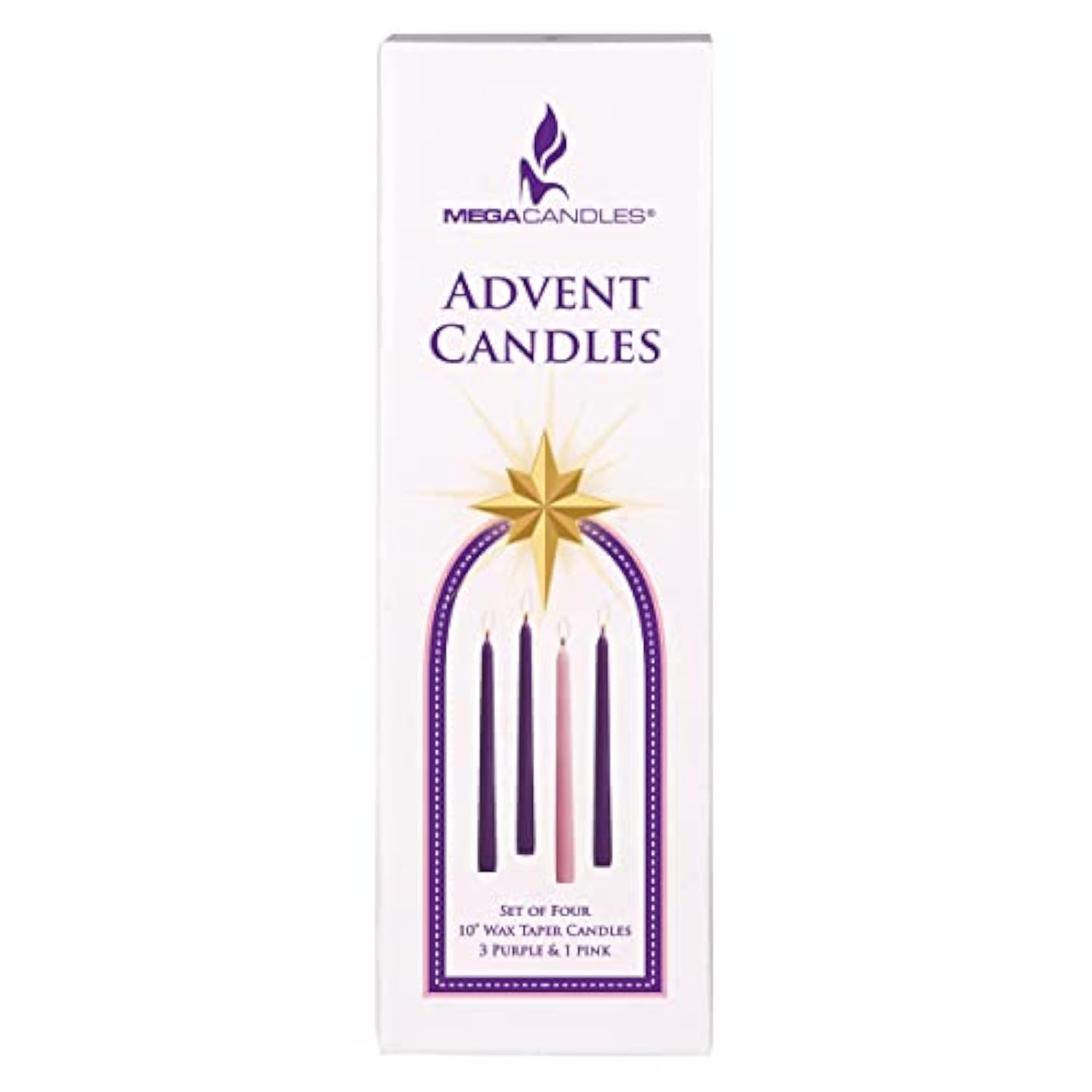4 Pcs Unscented Christmas Advent Candles Set, Hand Poured Premium Wax Taper Candle 10 Inch X 7/8 Inch, Holidays, Occasions, Events, Festivities, Devotional, Church, Wreath, Party, Gifts