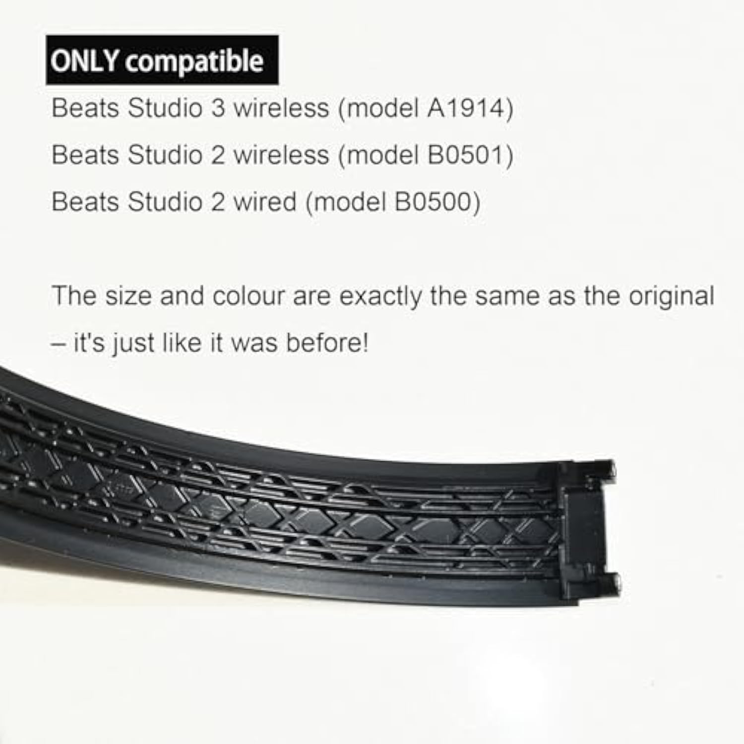 Studio 3 Headband - Replacement Parts Specifically Designed For Beats Studio 3 / A1914 Studio 2 Wired/Wireless Headphones (Black Gold)