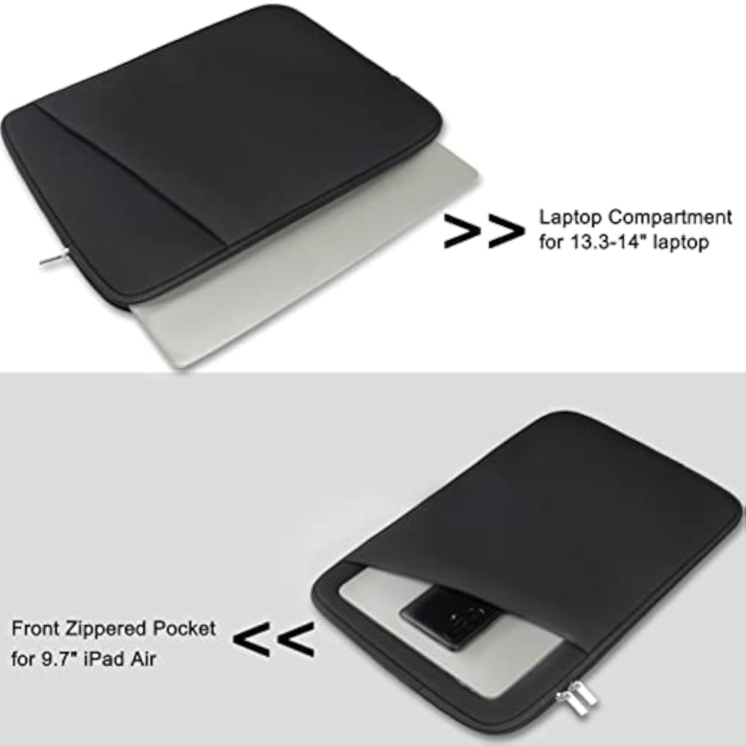 Laptop Sleeve 14 Inch, Durable Carrying Bag Shockproof Protective Case Cover, Handbags Briefcase Laptop Bag Compatible With 14" Macbook Air/Pro Hp Asus Lenovo Notebook Computer, Grey