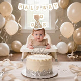 6 Months Birthday Decorations, Beige Half 1/2 Birthday Decorations With Half Way To One Banner And 1/2 Bir-Thday Hat For Six Months Ha-Lf Year Bd Decor-Ations Boy Girls