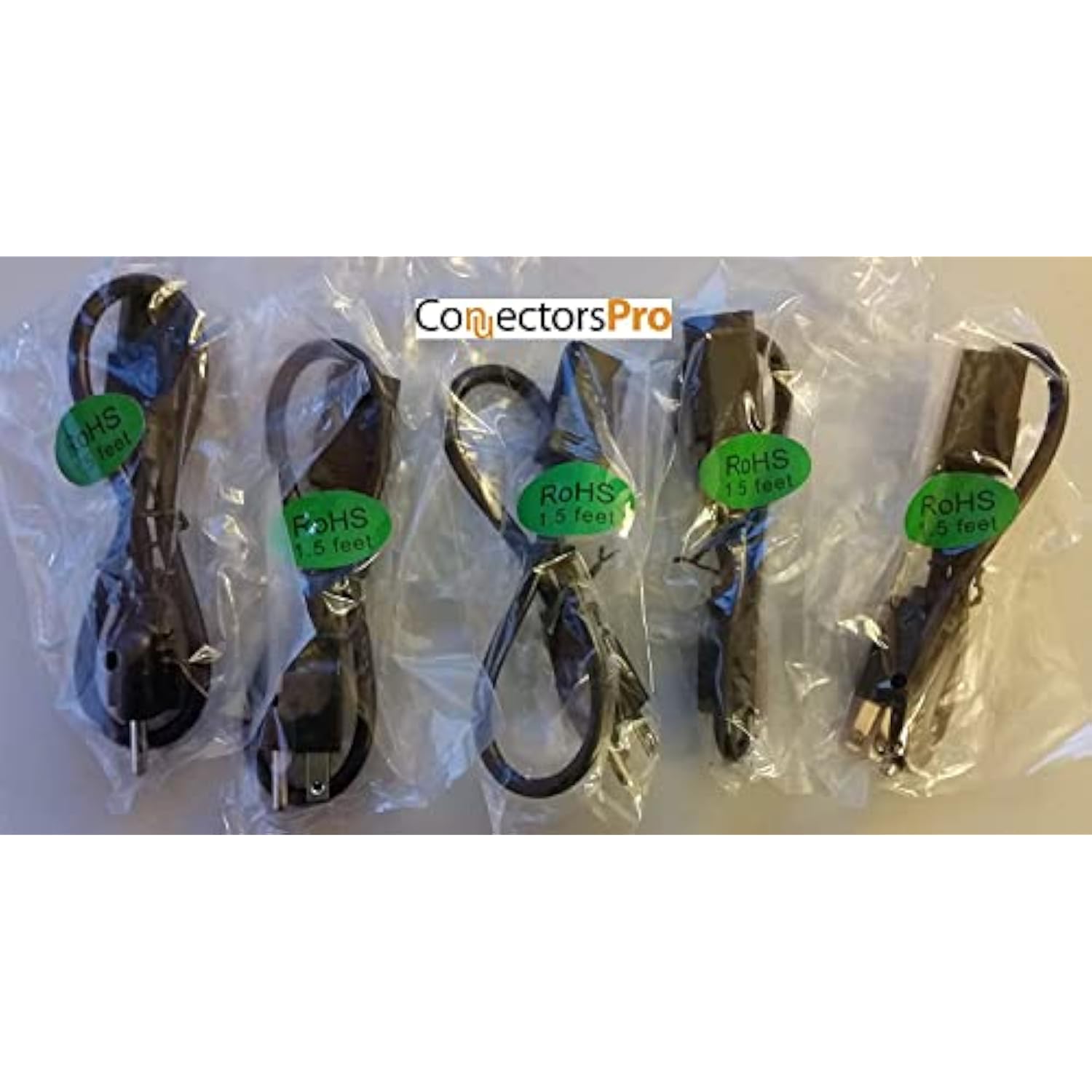 - Connectors Pro 5-Pack 18" Universal Power Cord 1.5 Ft, Iec320 C13 To Nema 5-15P 18 Inches Cable, Csa Ul Rohs