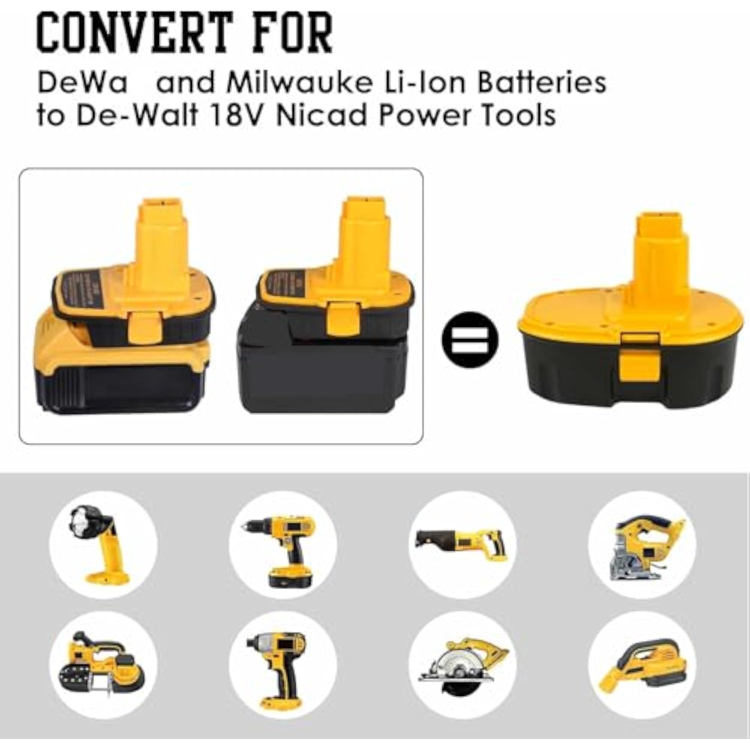 Dm18D Adapter For Dewalt 18V To 20V Battery, 2 Pack New Upgraded For Dca1820 Converter Fit For Dewalt 20V & For Milwaukee M18 Battery Use For Dewalt 18V Nicad & Nimh Tools