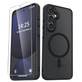 For Samsung Galaxy S24 Fe Case, Matte Magnetic Phone Case With 1 Screen Protector, Support For Magsafe, Translucent Frosted Slim Shockproof Protective Cover For Samsung Galaxy S24 Fe, Black