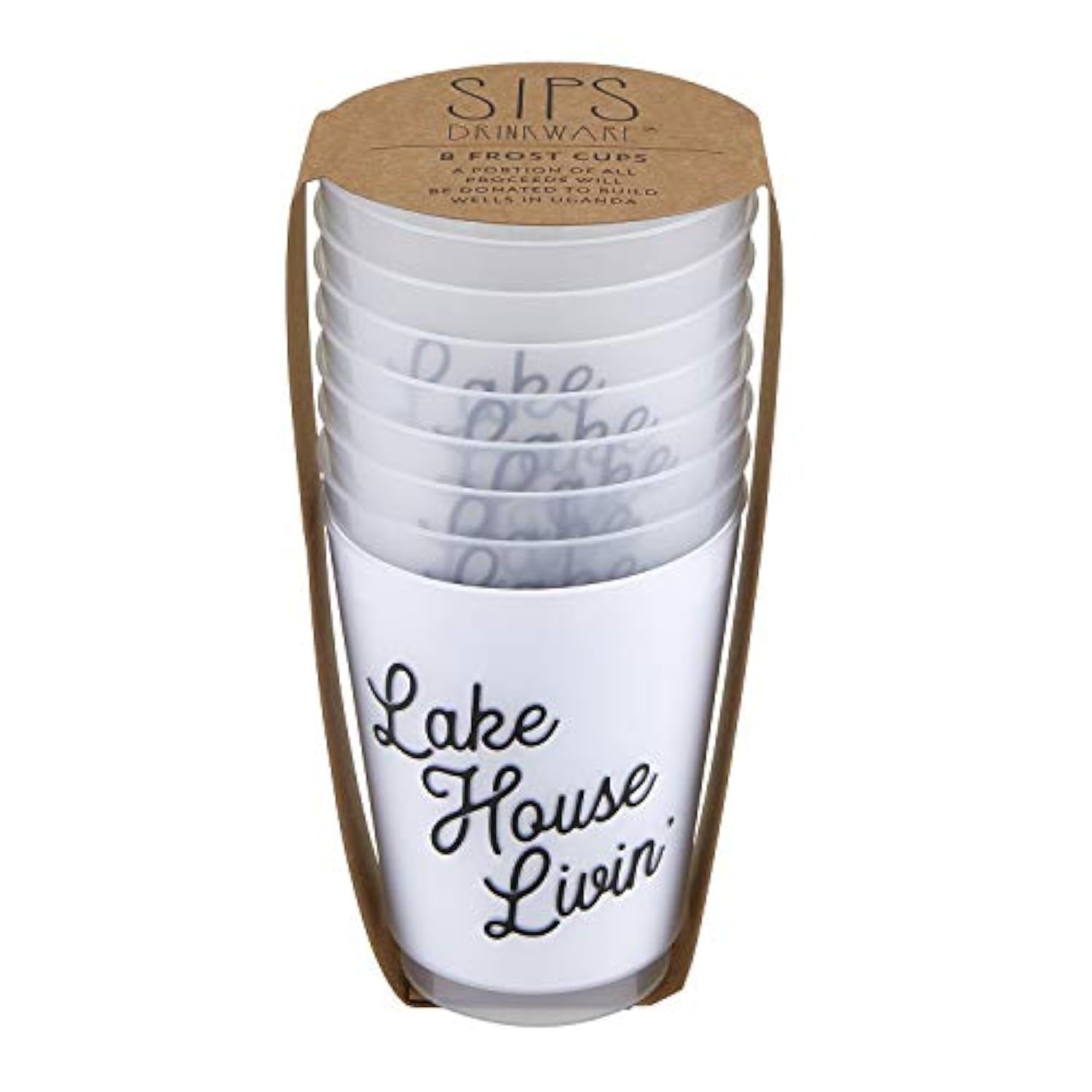 Santa Barbara Design Studio SIPS Drinkware 16-Ounce Frosted Plastic Cups, 8-Count, Lake House