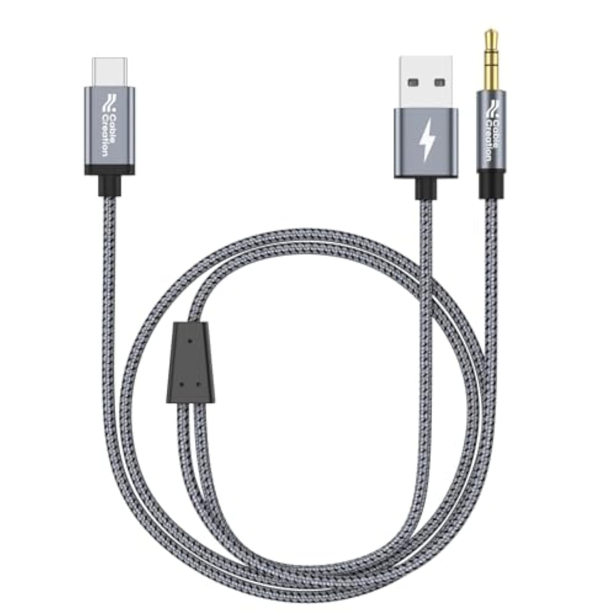 Cablecreation Usb C To 3.5Mm Audio Cable With Usb Charging Cable, Car Aux Cable, Type C To Aux Jack Headphone Car Stereo With Pd 18W Charge For Iphone 15 Pro Max Plus, Galaxy S24/S23/S22+, Pixel 8/7/6