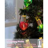 Christmas Lights Indoor Battery Operated, 16Ft Christmas Tree Ball Ornament Lights 20 Led Red Green Gold Globe String Li