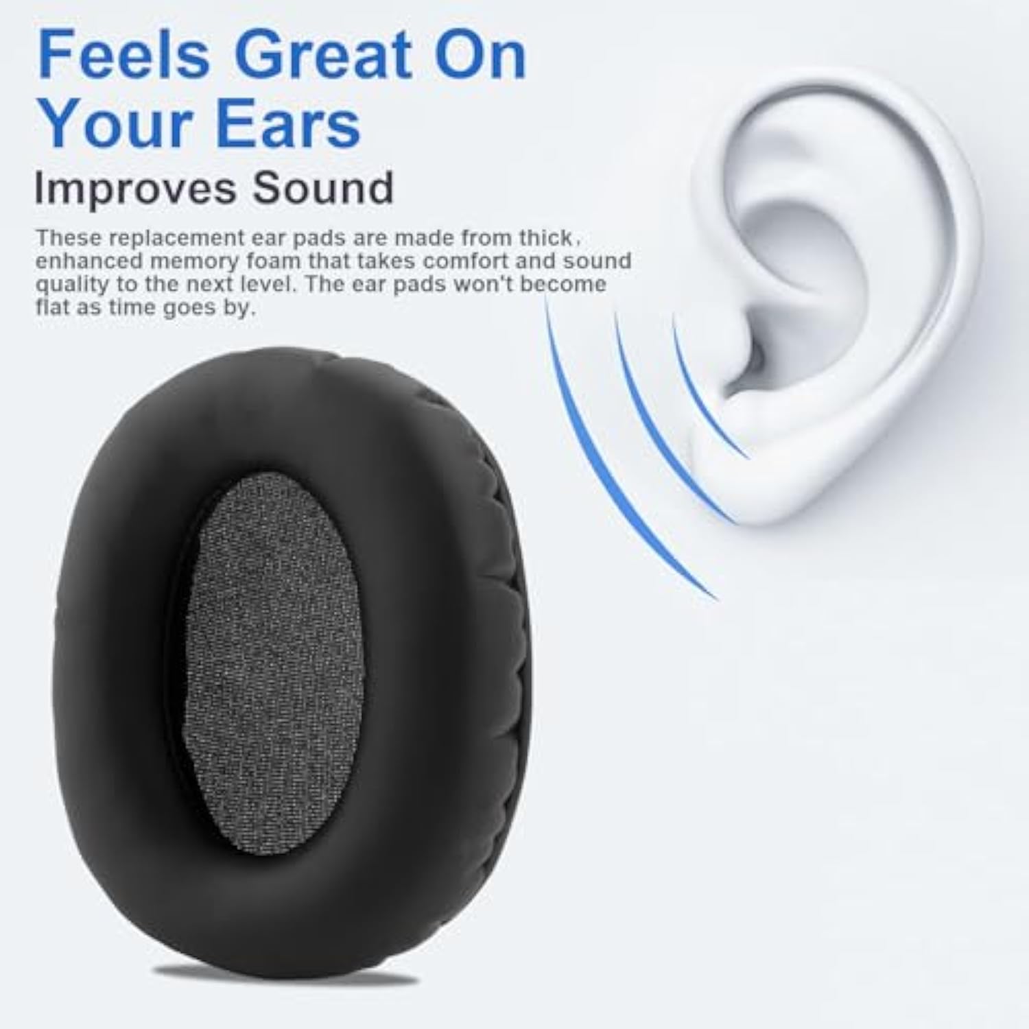 Headphone Earpad Replacement - Compatible With Logitech G Pro/G Pro X - Black - Memory Foam & Leather - 1 Pair
