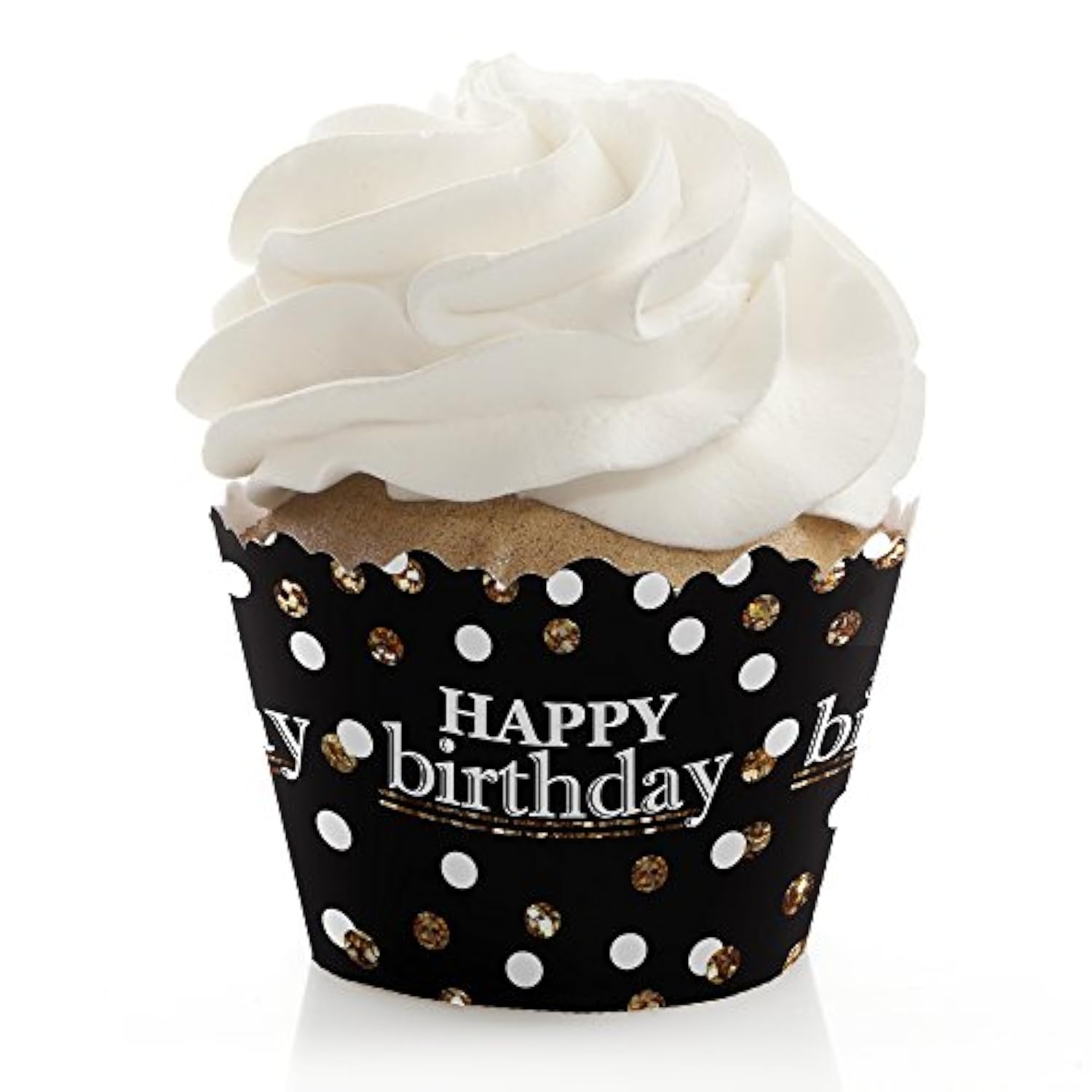 Big Dot of Happiness Adult Happy Birthday - Gold - Birthday Party Decorations - Party Cupcake Wrappers - Set of 12