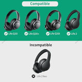 Geekria Elite Sheepskin Replacement Ear Pads for Soundcore by Anker Life Q20, Q20+, Q20i, Life 2 Headphones (Not Fit for Life 2 Neo), Repair Parts (Black)